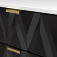 Diamond Bedside Cabinet - 2 Drawer - with Gold Hairpin Legs - Black and White