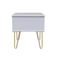 Diamond Bedside Table - 1 Drawer - with Gold Hairpin Legs - Black and White