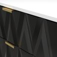 Diamond Midi Bedside Cabinet - 2 Drawer - with Gold Hairpin Legs - Black and White