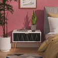 Diamond Midi Bedside Table - 1 Drawer - with Gold Hairpin Legs - Black and White
