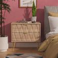 Diamond Midi Bedside Cabinet - 2 Drawer - with Gold Hairpin Legs - Oak