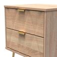 Diamond Bedside Cabinet - 2 Drawer - with Gold Hairpin Legs - Oak