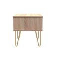 Diamond Bedside Table - 1 Drawer - with Gold Hairpin Legs - Oak