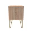 Diamond Midi Bedside Cabinet - 2 Drawer - with Gold Hairpin Legs - Oak