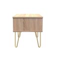 Diamond Midi Bedside Table - 1 Drawer - with Gold Hairpin Legs - Oak