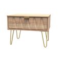 Diamond Midi Bedside Table - 1 Drawer - with Gold Hairpin Legs - Oak