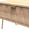 Diamond Midi Bedside Table - 1 Drawer - with Gold Hairpin Legs - Oak
