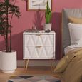 Diamond Bedside Cabinet - 2 Drawer - with Gold Hairpin Legs - White