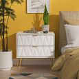 Diamond Midi Bedside Cabinet - 2 Drawer - with Gold Hairpin Legs - White