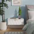 Diamond Midi Bedside Table - 1 Drawer - with Gold Hairpin Legs - White
