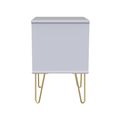Diamond Bedside Cabinet - 2 Drawer - with Gold Hairpin Legs - White