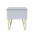 Diamond Bedside Table - 1 Drawer - with Gold Hairpin Legs - White