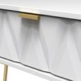 Diamond Bedside Table - 1 Drawer - with Gold Hairpin Legs - White