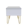 Diamond Midi Bedside Table - 1 Drawer - with Gold Hairpin Legs - White