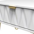 Diamond Midi Bedside Table - 1 Drawer - with Gold Hairpin Legs - White