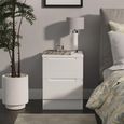 Milan Bedside Cabinet - 2 Drawer - White Gloss