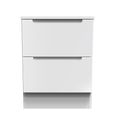 Milan Bedside Cabinet - 2 Drawer - White Gloss