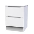 Milan Bedside Cabinet - 2 Drawer - White Gloss