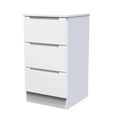 Milan Bedside Cabinet - 3 Drawer - White Gloss