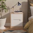 Monaco Bedside Cabinet - 2 Drawer - White Matt and Oak