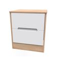 Monaco Bedside Cabinet - 2 Drawer - White Matt and Oak