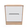 Monaco Bedside Cabinet - 2 Drawer - White Matt and Oak