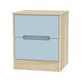 Monaco Bedside Cabinet - 2 Drawer - Denim and Oak