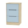 Monaco Bedside Cabinet - 3 Drawer - Denim and Oak