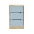 Monaco Bedside Cabinet - 3 Drawer - Denim and Oak