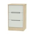 Monaco Bedside Cabinet - 3 Drawer - Cashmere Matt and Oak