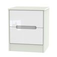 Monaco Bedside Cabinet - 2 Drawer - White Gloss and Cashmere