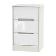 Monaco Bedside Cabinet - 3 Drawer - White Gloss and Cashmere