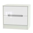Monaco Bedside Cabinet - Wide - 2 Drawer - White Gloss and Cashmere