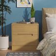 Monaco Bedside Cabinet - Wide - 2 Drawer - Modern Oak