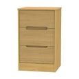 Monaco Bedside Cabinet - 3 Drawer - Modern Oak