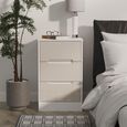 Monaco Bedside Cabinet - 3 Drawer - Cashmere Gloss and White