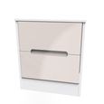 Monaco Bedside Cabinet - 2 Drawer - Cashmere Gloss and White