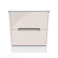 Monaco Bedside Cabinet - 2 Drawer - Cashmere Gloss and White