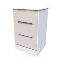 Monaco Bedside Cabinet - 3 Drawer - Cashmere Gloss and White