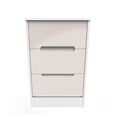 Monaco Bedside Cabinet - 3 Drawer - Cashmere Gloss and White