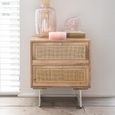 Bedside Cabinet  - 2 Drawer - Natural Rattan Mango Wood