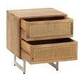 Bedside Cabinet  - 2 Drawer - Natural Rattan Mango Wood