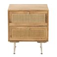 Bedside Cabinet  - 2 Drawer - Natural Rattan Mango Wood