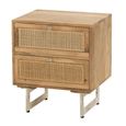 Bedside Cabinet  - 2 Drawer - Natural Rattan Mango Wood