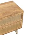 Bedside Cabinet  - 2 Drawer - Natural Rattan Mango Wood