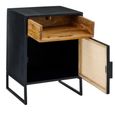 Bedside Cabinet - 1 Door - Natural Rattan and Black Metal