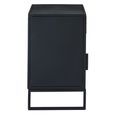 Bedside Cabinet - 1 Door - Natural Rattan and Black Metal