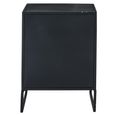 Bedside Cabinet - 1 Door - Natural Rattan and Black Metal
