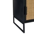 Bedside Cabinet - 1 Door - Natural Rattan and Black Metal