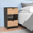 Bora Bedside Cabinet - 2 Drawer - Open Shelf - Gold Craft Oak and Graphite